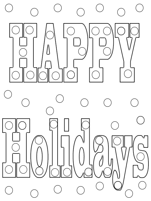 Happy Holidays Coloring Pages To Print, Printable, Free