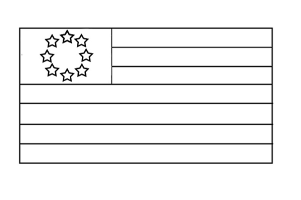 Black And White American Flag Coloring Page