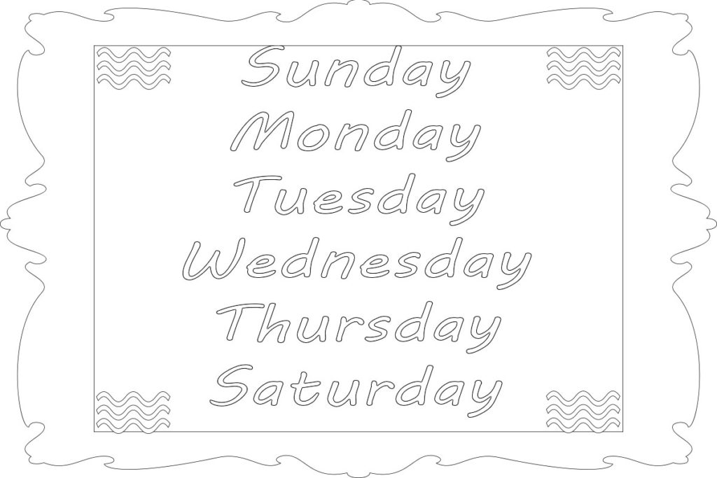 Days Of The Week Coloring Pages Free