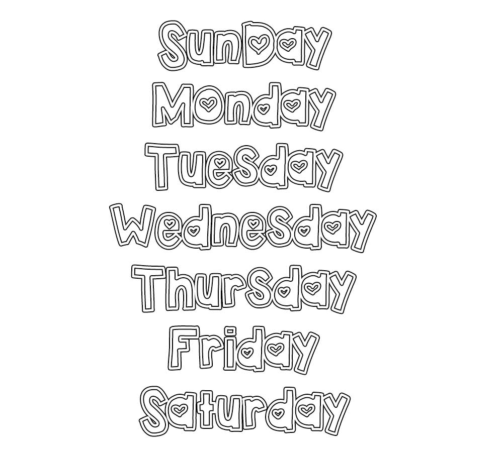 Days Of The Week coloring page printable