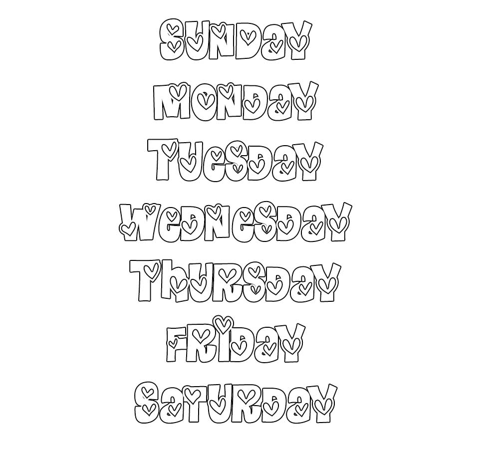 Days Of The Week coloring pages for kids