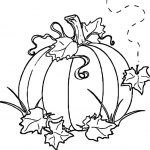 Pumpkin with leaves coloring pages