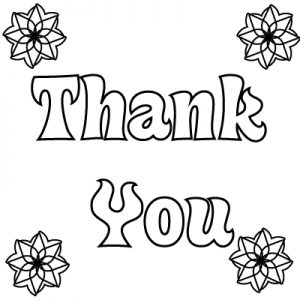 Thank You between four flowers Coloring Pages