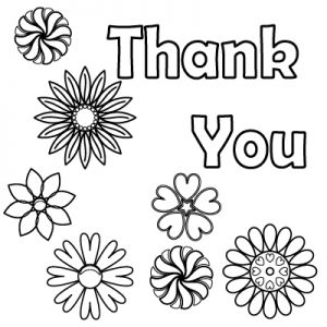 Thank You with flowers Coloring Pages