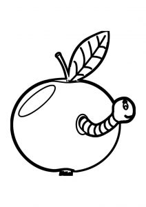 A worm in apple coloring pages