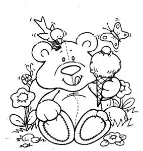 Bear and Ice cream coloring pages