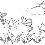 Butterfly and Flowers Coloring Pages