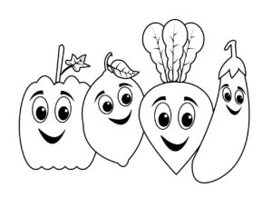 Cartoon Vegetable Coloring Pages