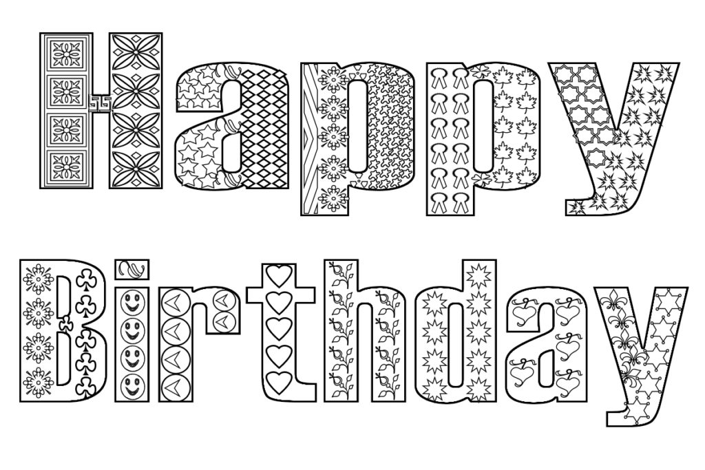 Happy Birthday Coloring Pages For Adults, Toddlers