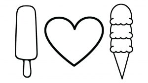 Ice cream and heart coloring pages