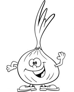 Onion with face Vegetable coloring pages