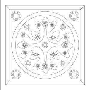 Square Mandala Coloring Pages for adults because it is not possible for a kid to color this. few shapes and flowers are make inside this square to make it more difficult.