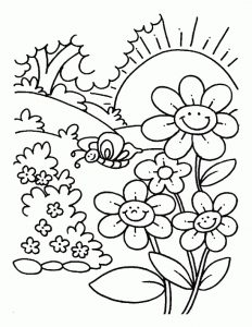 Sun and Sunflower coloring pages