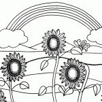 Sunflower coloring pages with rainbow