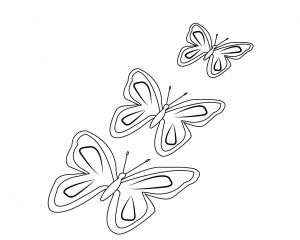 Three Butterfly Coloring Page