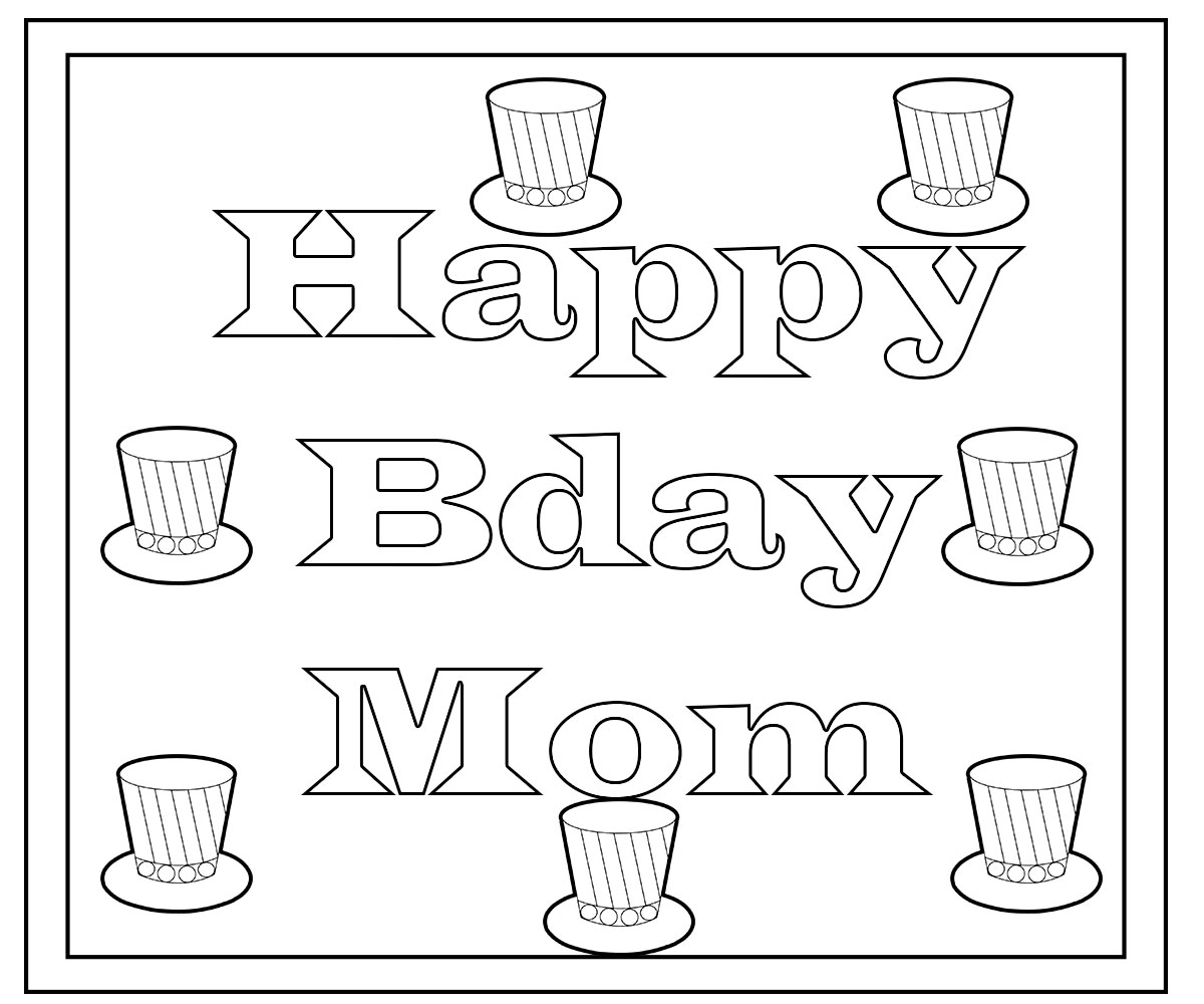 happy bday mom coloring pages