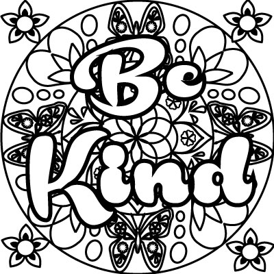 Be kind coloring pages in mandala