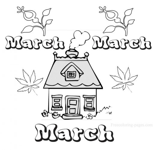 Free Printable March Coloring Pages, toddler, kindergarten, to print