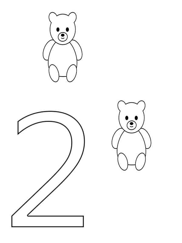 Number 2 Coloring Pages for Preschoolers