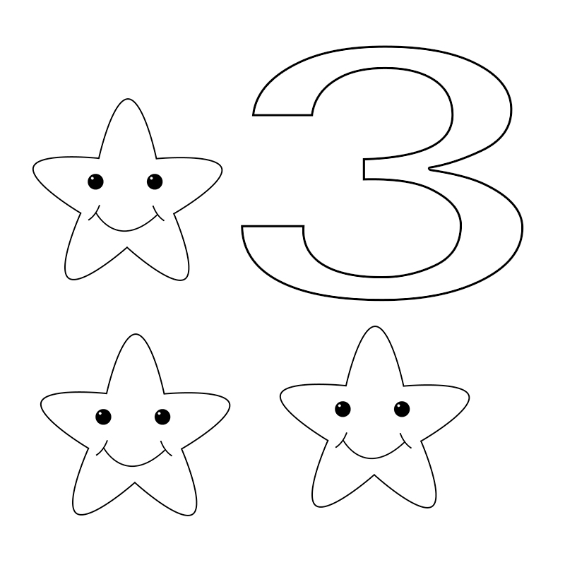 Number 3 Coloring Pages for Toddlers