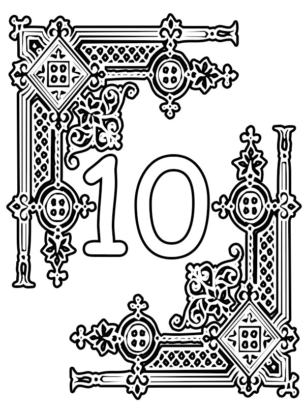 Number 10 coloring pages frame