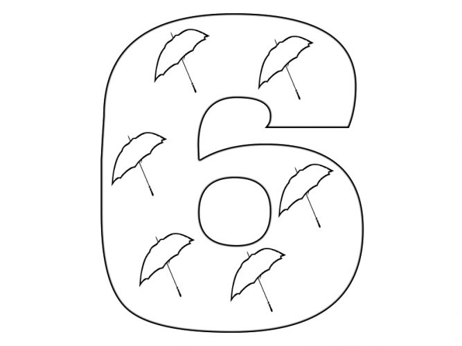 Number 6 Coloring Pages for Toddlers,Preschoolers,Printable