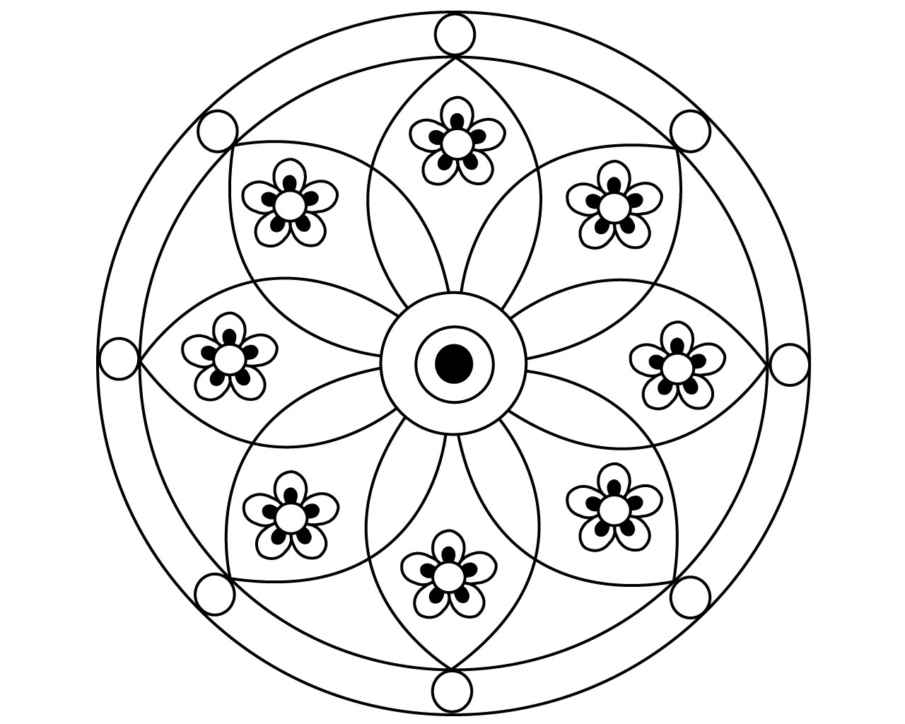 Simple Mandala Flower Coloring Pages