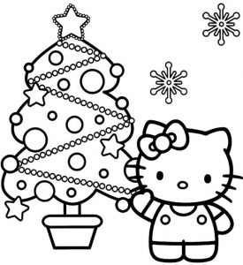 Hello kitty Christmas Tree Coloring Pages