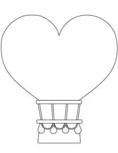Hot Air Balloon Coloring Page heart shape