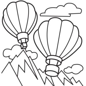 Two Hot Air Balloon Coloring Page