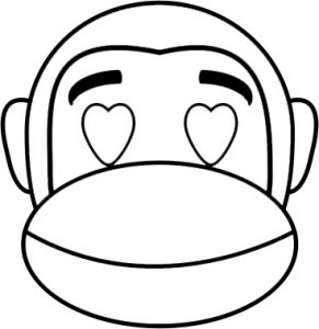 Monkey Heart Emoji Coloring pages