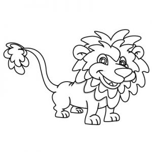 Baby lion coloring pages with long tail