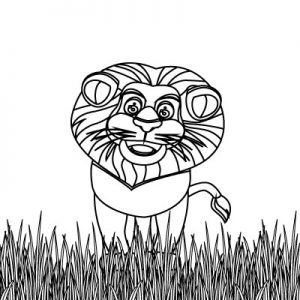Baby lion with grass coloring pages