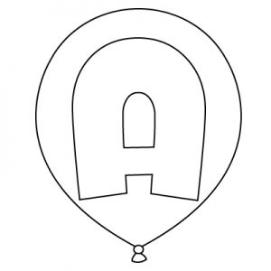 Letter A in balloon coloring pages