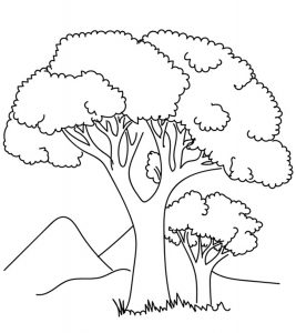 Mountain and Tree Coloring Pages