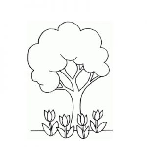 Tree Coloring Pages with flowers