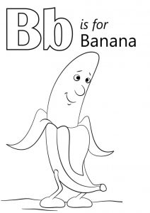 B for Banana Coloring Pages