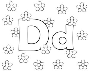 Letter D Coloring Pages with Flower