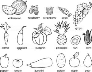 fruits and vegetables coloring pages for kids
