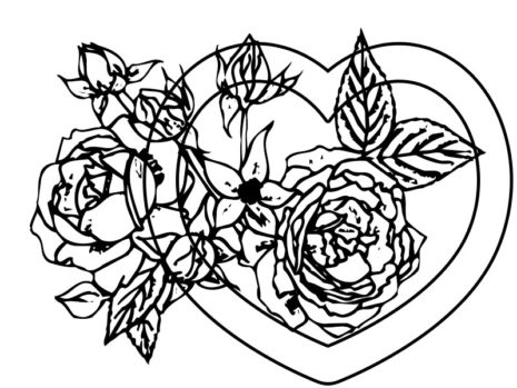 Heart And Roses Coloring Pages Free to Print – Free Coloring Pages for Kids