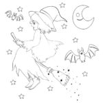 halloween coloring pages witch on broom